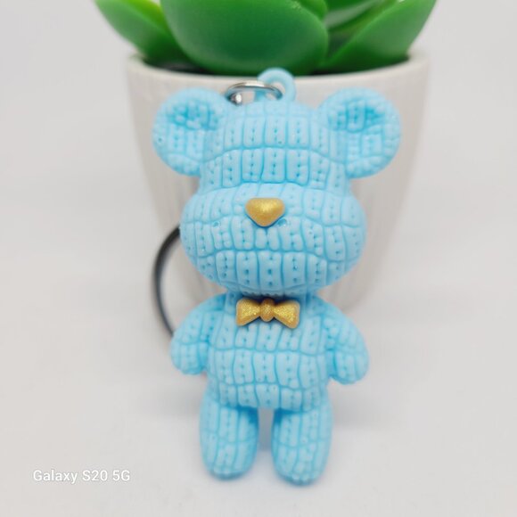 Sweet Little Sky-Blue Teddy Bear Keychain NWOT Women's / Girls Home Keys Gifts - Picture 4 of 4
